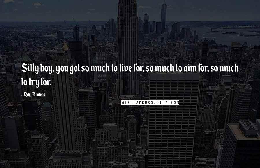 Ray Davies Quotes: Silly boy, you got so much to live for, so much to aim for, so much to try for.
