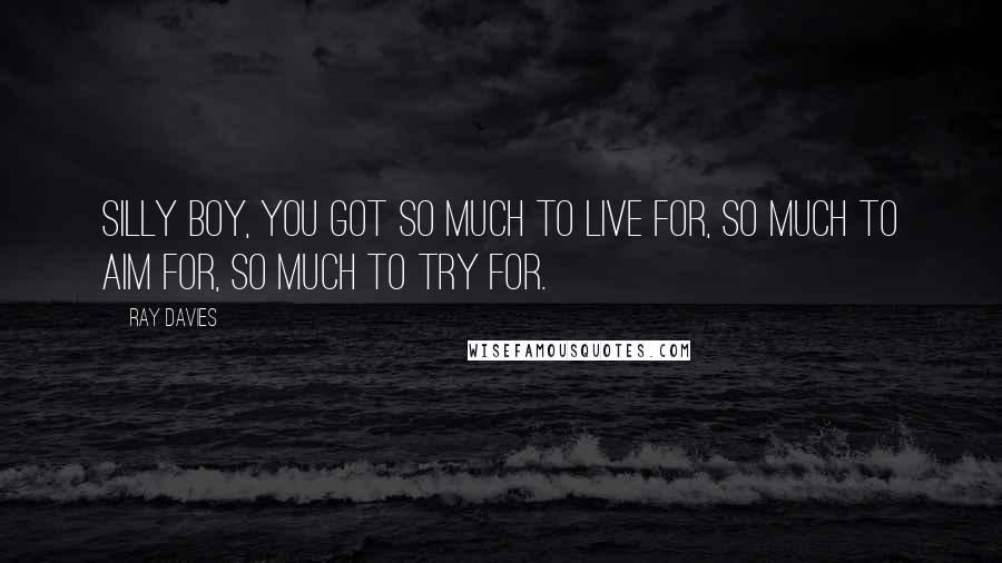 Ray Davies Quotes: Silly boy, you got so much to live for, so much to aim for, so much to try for.