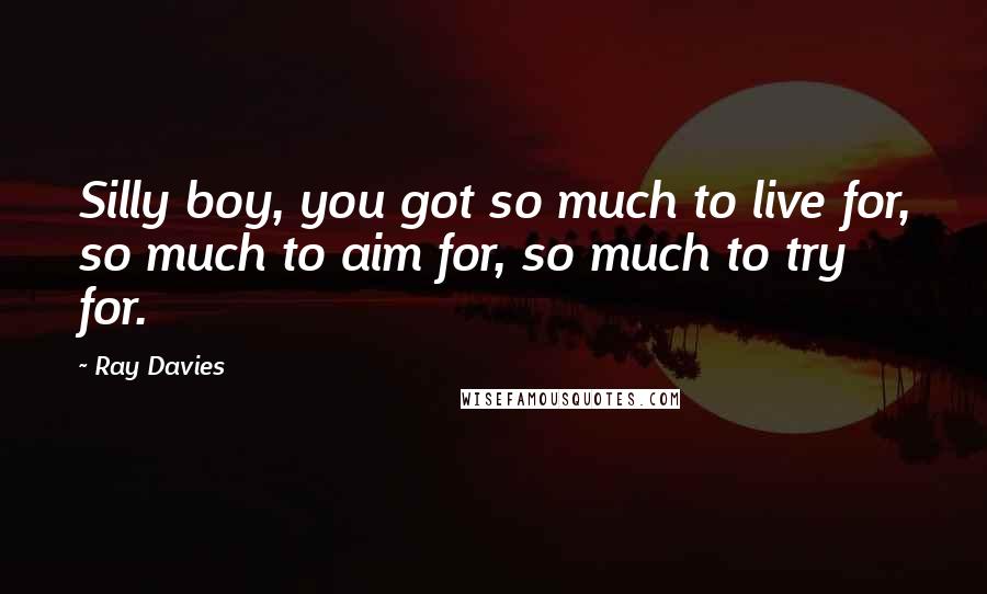 Ray Davies Quotes: Silly boy, you got so much to live for, so much to aim for, so much to try for.