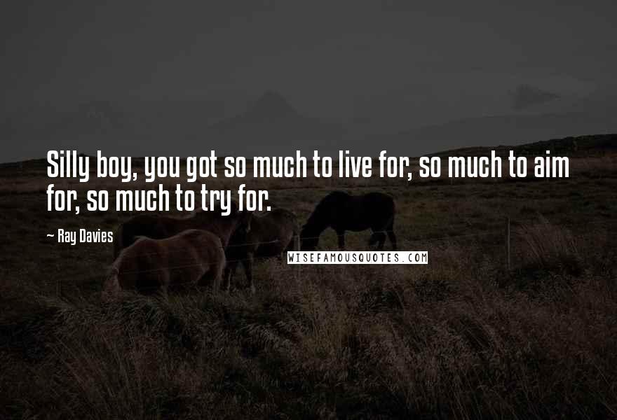 Ray Davies Quotes: Silly boy, you got so much to live for, so much to aim for, so much to try for.