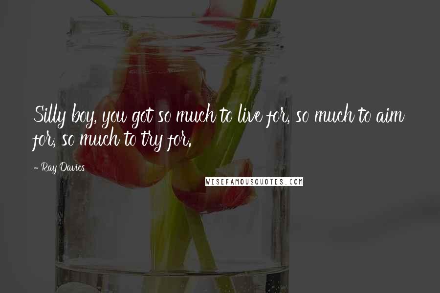 Ray Davies Quotes: Silly boy, you got so much to live for, so much to aim for, so much to try for.