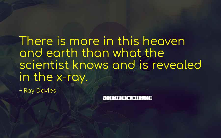 Ray Davies Quotes: There is more in this heaven and earth than what the scientist knows and is revealed in the x-ray.