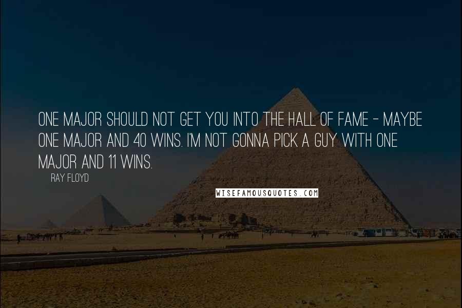 Ray Floyd Quotes: One major should not get you into the Hall of Fame - maybe one major and 40 wins. I'm not gonna pick a guy with one major and 11 wins.