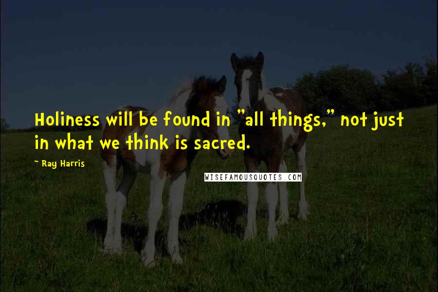 Ray Harris Quotes: Holiness will be found in "all things," not just in what we think is sacred.