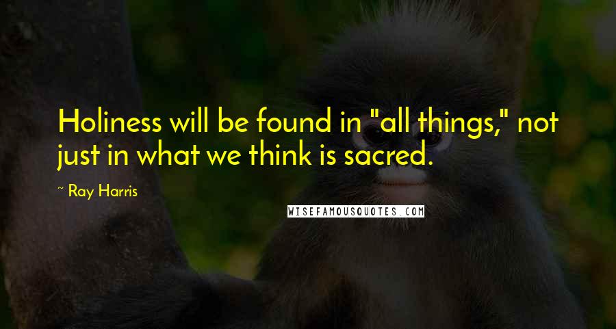 Ray Harris Quotes: Holiness will be found in "all things," not just in what we think is sacred.
