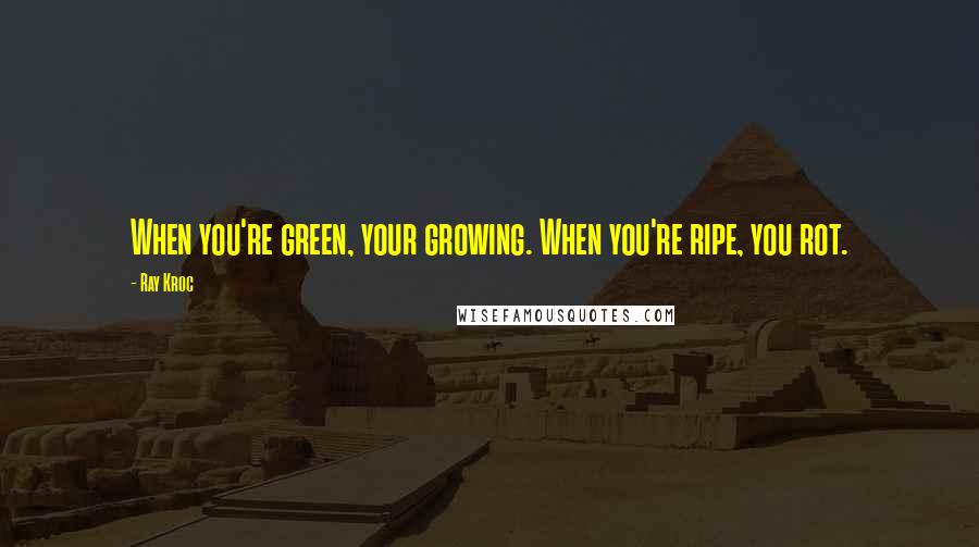 Ray Kroc Quotes: When you're green, your growing. When you're ripe, you rot.