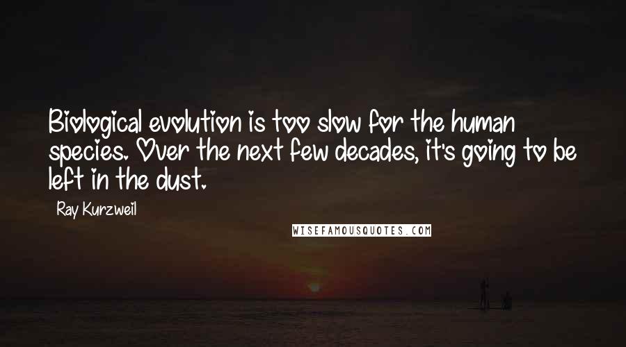 Ray Kurzweil Quotes: Biological evolution is too slow for the human species. Over the next few decades, it's going to be left in the dust.