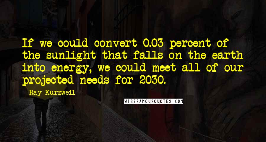 Ray Kurzweil Quotes: If we could convert 0.03 percent of the sunlight that falls on the earth into energy, we could meet all of our projected needs for 2030.