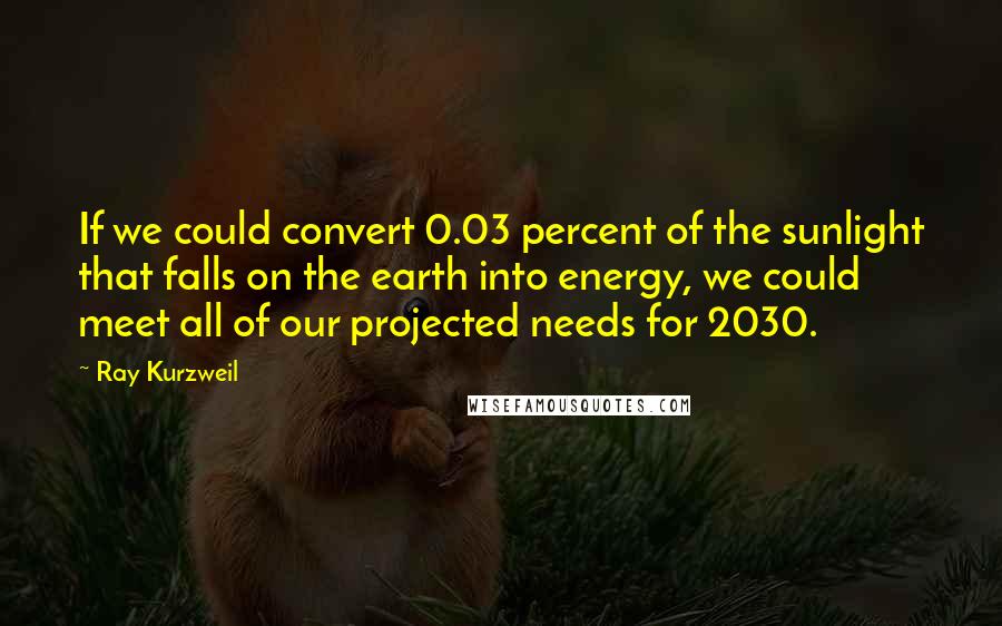 Ray Kurzweil Quotes: If we could convert 0.03 percent of the sunlight that falls on the earth into energy, we could meet all of our projected needs for 2030.