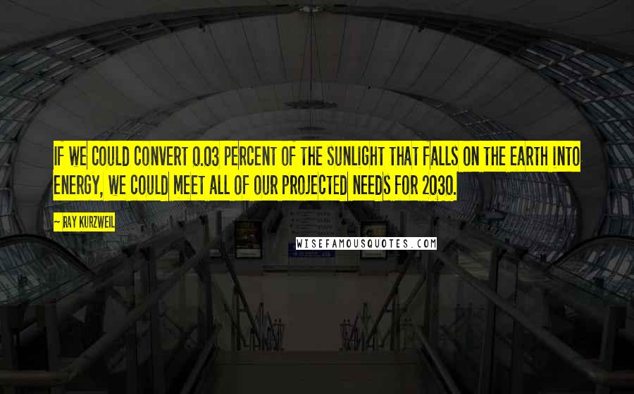 Ray Kurzweil Quotes: If we could convert 0.03 percent of the sunlight that falls on the earth into energy, we could meet all of our projected needs for 2030.