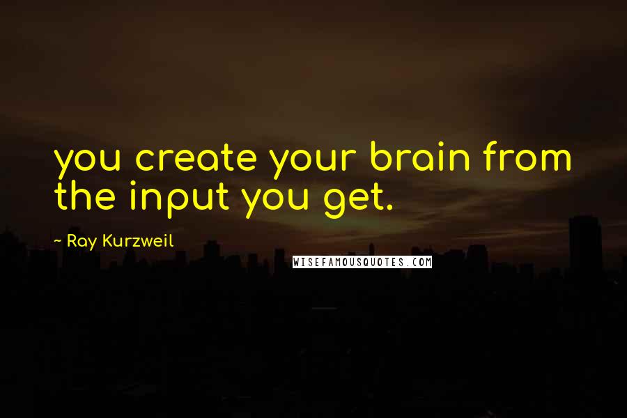 Ray Kurzweil Quotes: you create your brain from the input you get.