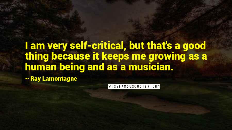 Ray Lamontagne Quotes: I am very self-critical, but that's a good thing because it keeps me growing as a human being and as a musician.