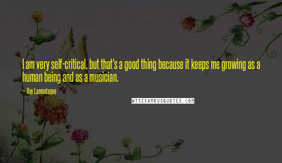 Ray Lamontagne Quotes: I am very self-critical, but that's a good thing because it keeps me growing as a human being and as a musician.