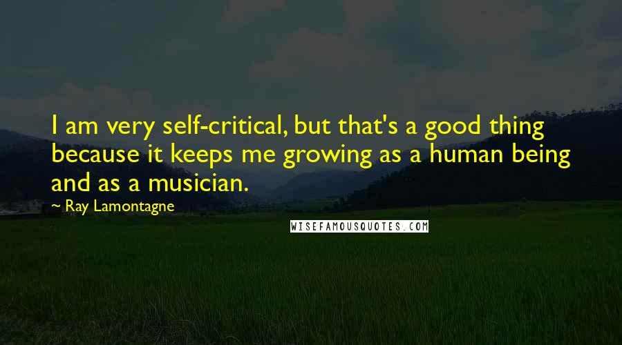 Ray Lamontagne Quotes: I am very self-critical, but that's a good thing because it keeps me growing as a human being and as a musician.