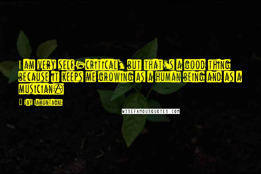 Ray Lamontagne Quotes: I am very self-critical, but that's a good thing because it keeps me growing as a human being and as a musician.