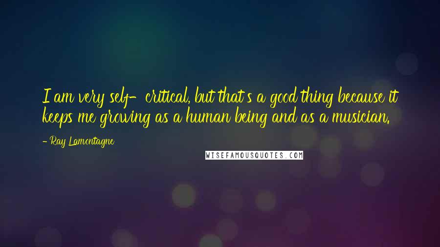 Ray Lamontagne Quotes: I am very self-critical, but that's a good thing because it keeps me growing as a human being and as a musician.