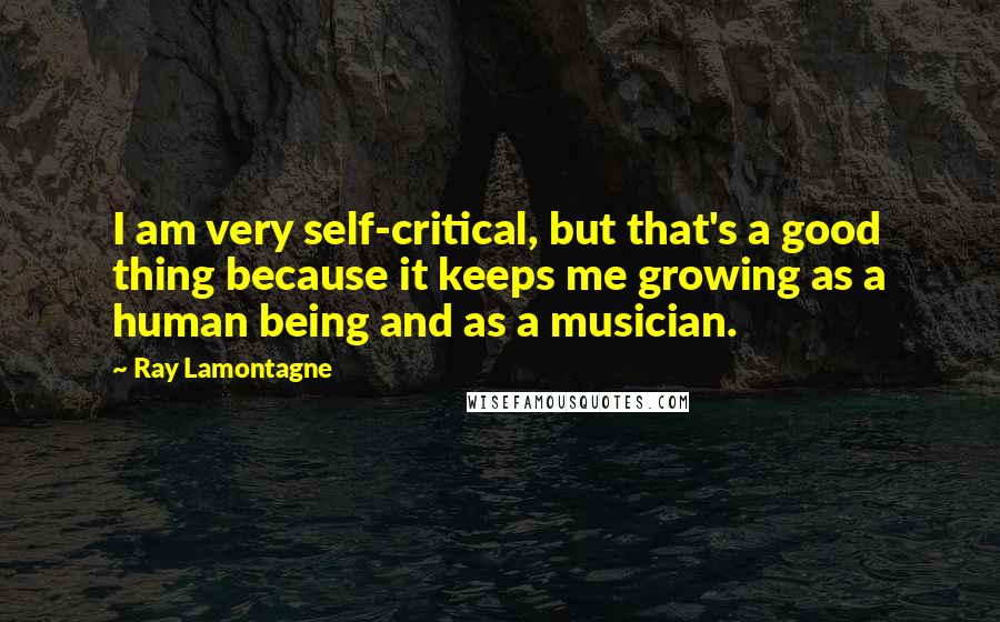 Ray Lamontagne Quotes: I am very self-critical, but that's a good thing because it keeps me growing as a human being and as a musician.