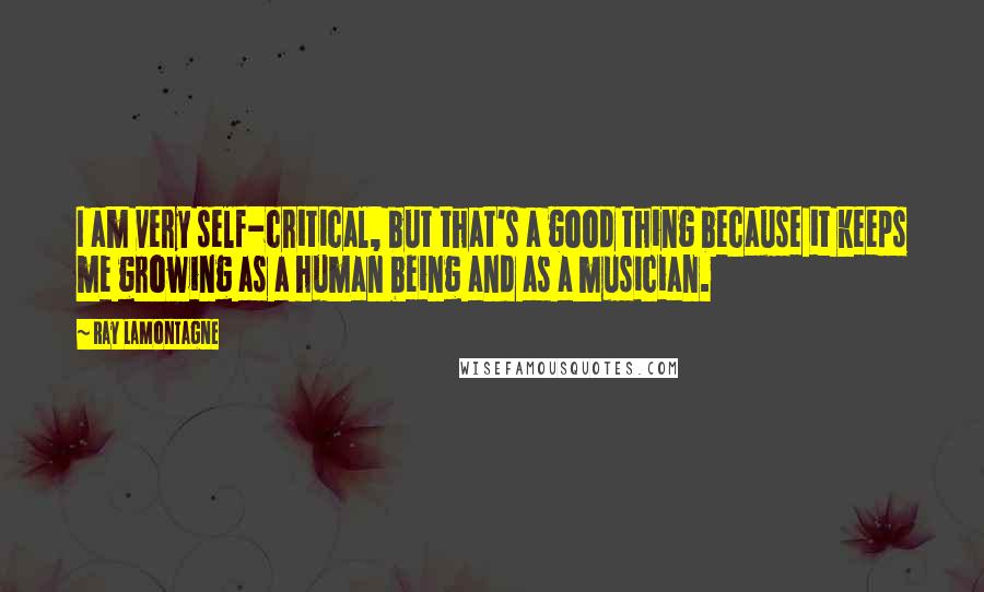 Ray Lamontagne Quotes: I am very self-critical, but that's a good thing because it keeps me growing as a human being and as a musician.