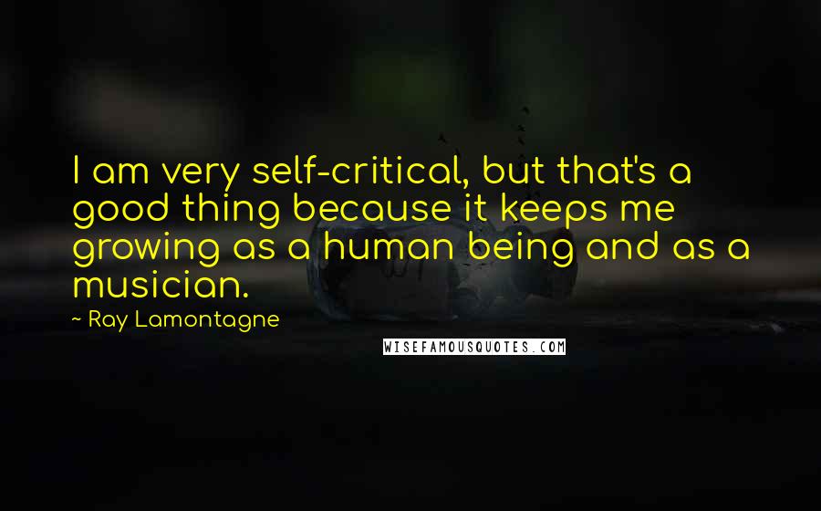 Ray Lamontagne Quotes: I am very self-critical, but that's a good thing because it keeps me growing as a human being and as a musician.