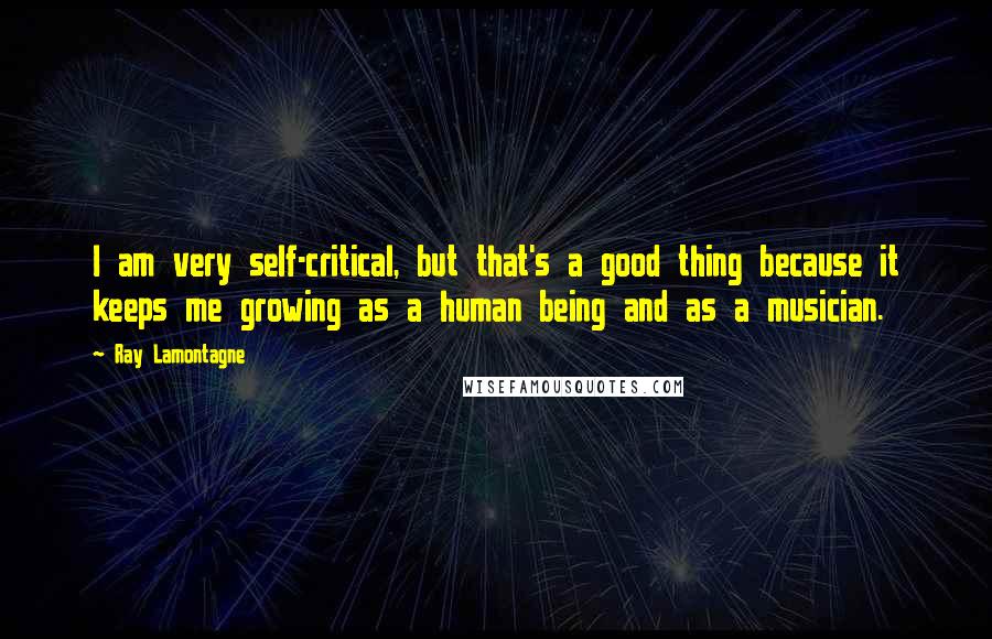 Ray Lamontagne Quotes: I am very self-critical, but that's a good thing because it keeps me growing as a human being and as a musician.