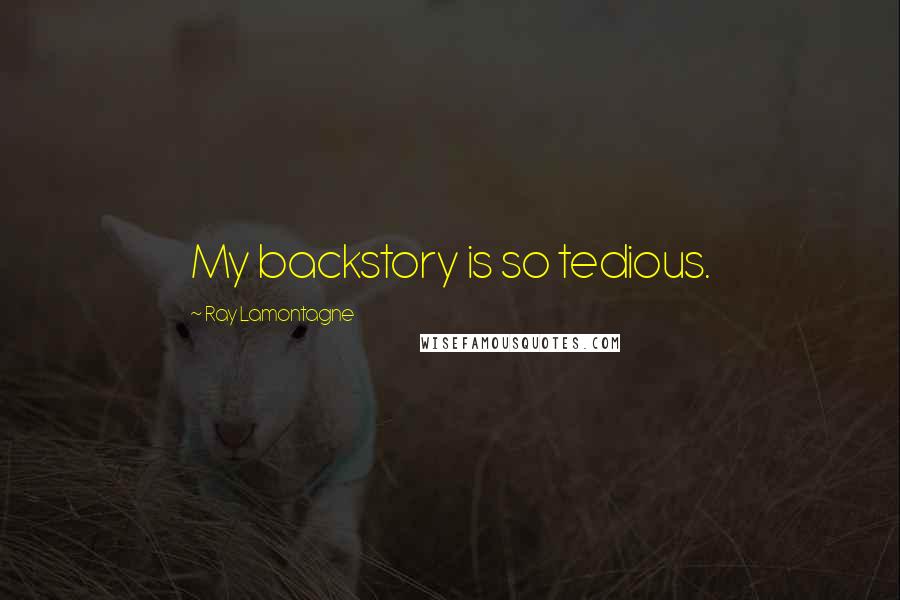 Ray Lamontagne Quotes: My backstory is so tedious.