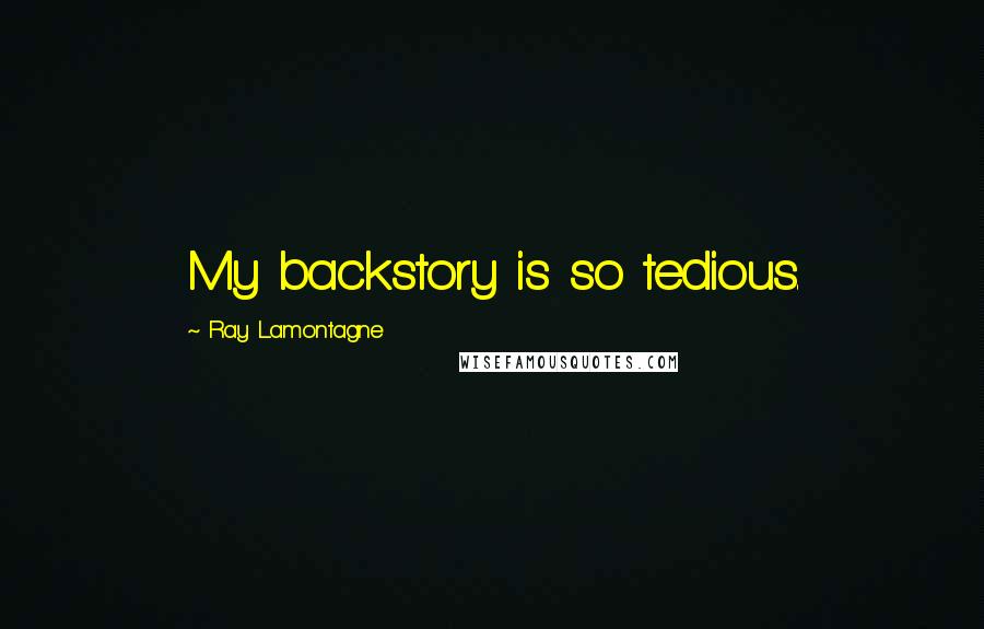Ray Lamontagne Quotes: My backstory is so tedious.