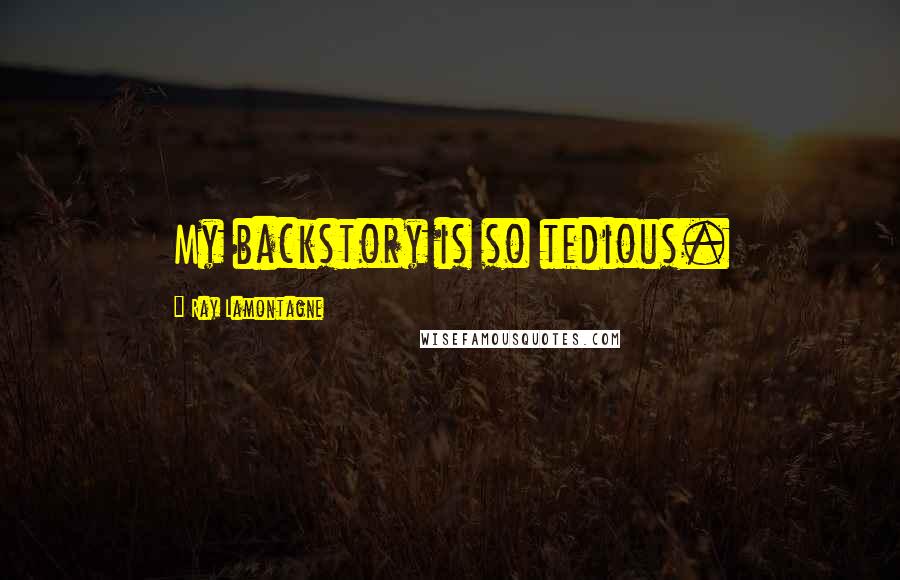 Ray Lamontagne Quotes: My backstory is so tedious.
