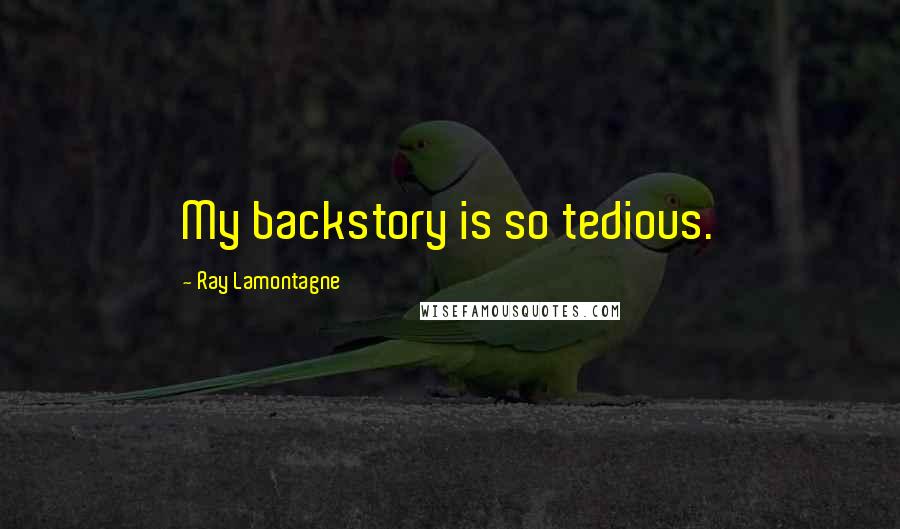 Ray Lamontagne Quotes: My backstory is so tedious.