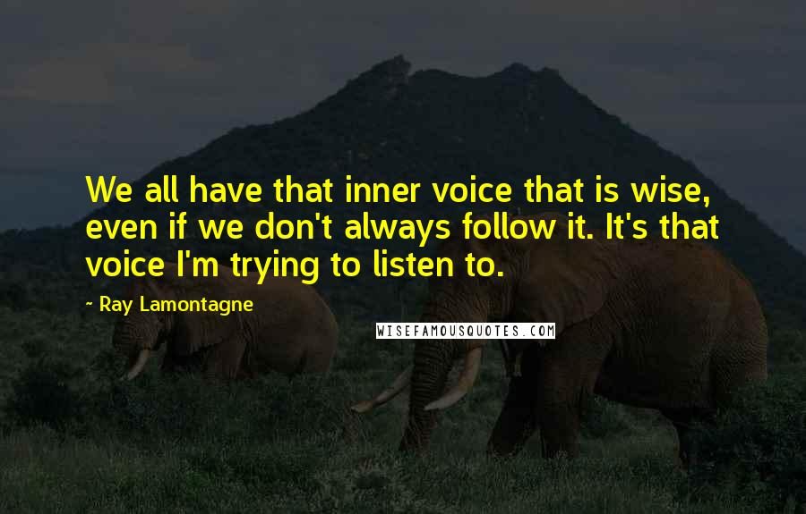 Ray Lamontagne Quotes: We all have that inner voice that is wise, even if we don't always follow it. It's that voice I'm trying to listen to.