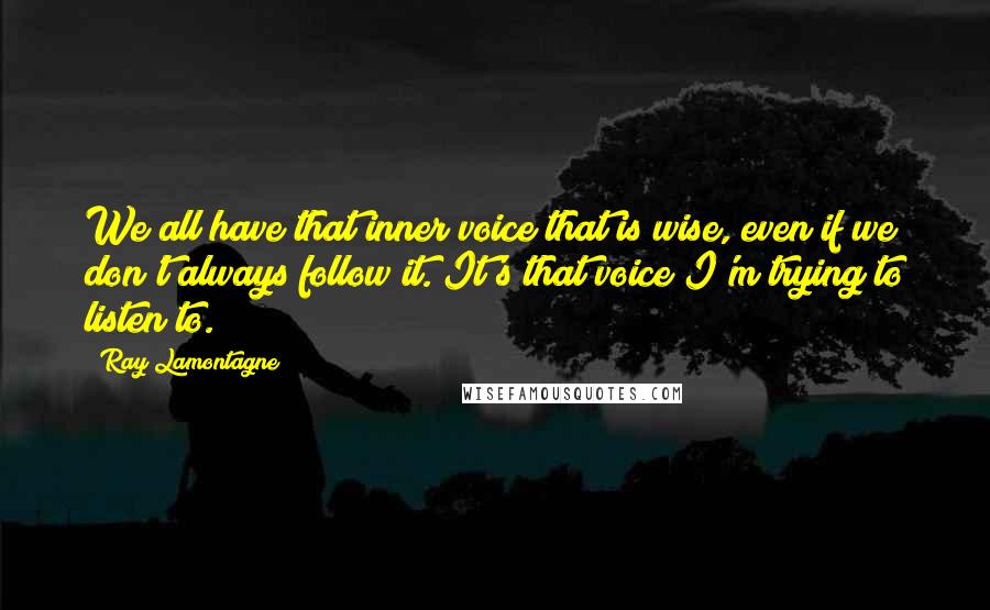 Ray Lamontagne Quotes: We all have that inner voice that is wise, even if we don't always follow it. It's that voice I'm trying to listen to.