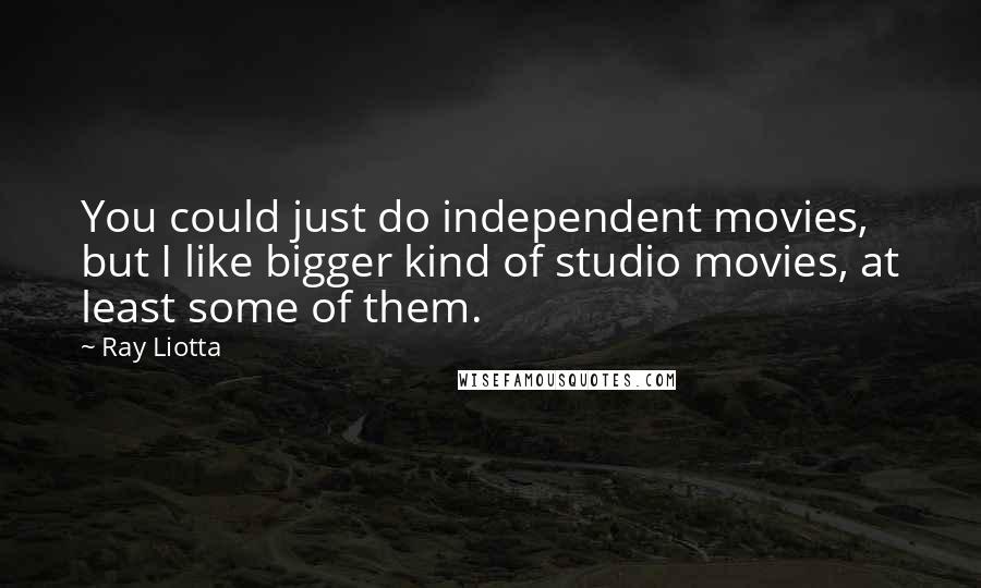 Ray Liotta Quotes: You could just do independent movies, but I like bigger kind of studio movies, at least some of them.