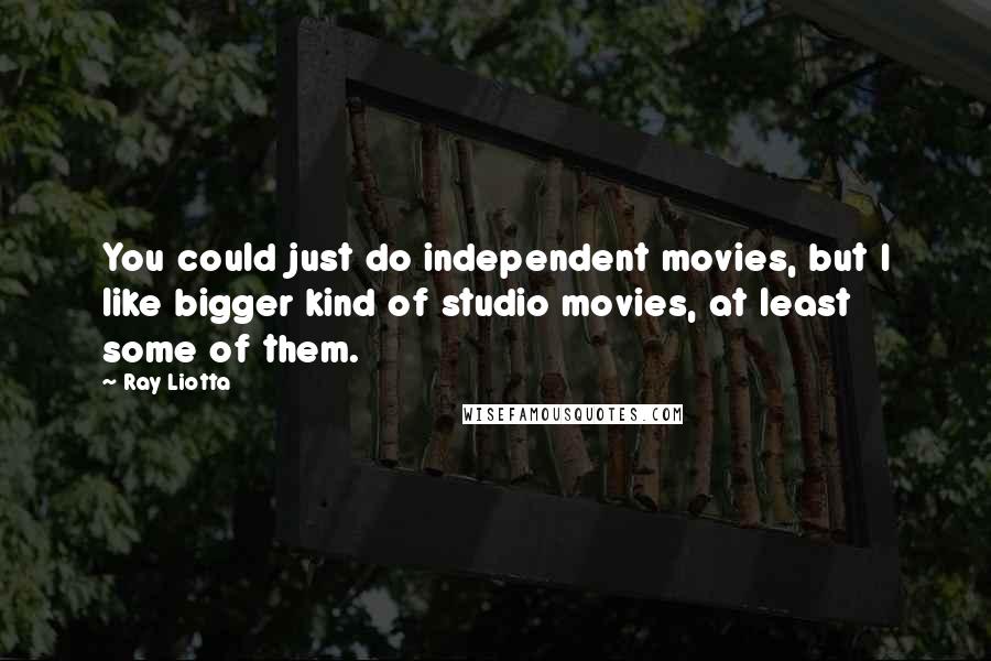 Ray Liotta Quotes: You could just do independent movies, but I like bigger kind of studio movies, at least some of them.