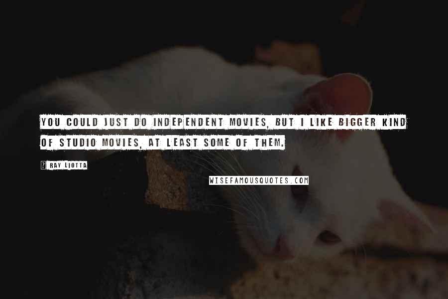 Ray Liotta Quotes: You could just do independent movies, but I like bigger kind of studio movies, at least some of them.