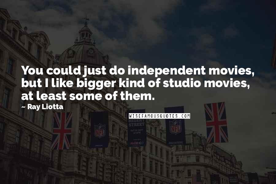 Ray Liotta Quotes: You could just do independent movies, but I like bigger kind of studio movies, at least some of them.