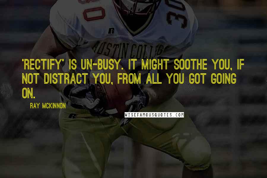 Ray McKinnon Quotes: 'Rectify' is un-busy. It might soothe you, if not distract you, from all you got going on.