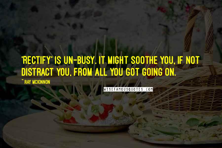 Ray McKinnon Quotes: 'Rectify' is un-busy. It might soothe you, if not distract you, from all you got going on.