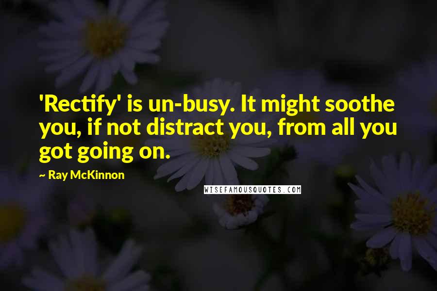 Ray McKinnon Quotes: 'Rectify' is un-busy. It might soothe you, if not distract you, from all you got going on.