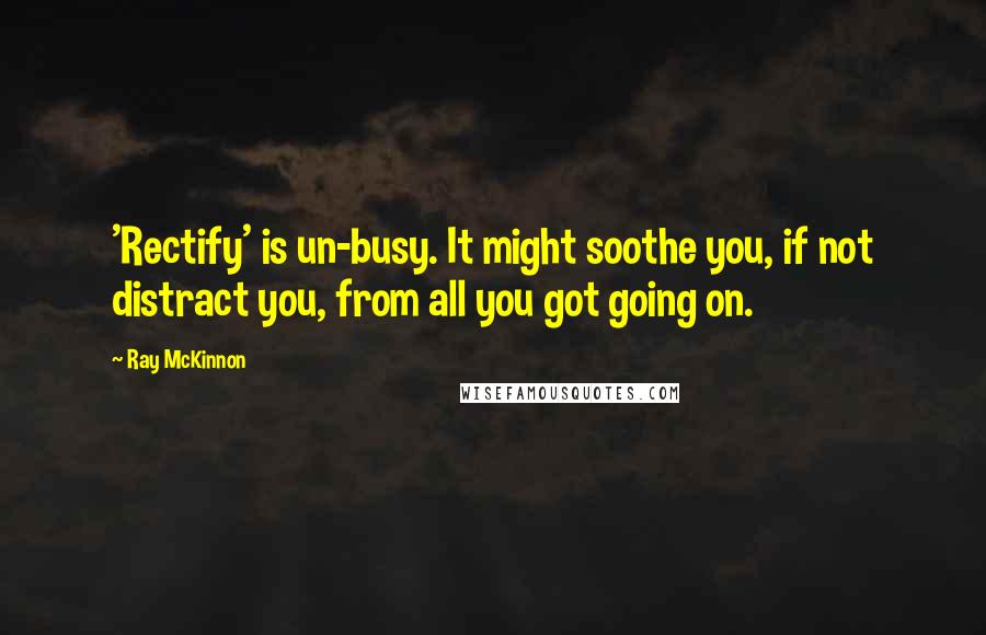 Ray McKinnon Quotes: 'Rectify' is un-busy. It might soothe you, if not distract you, from all you got going on.