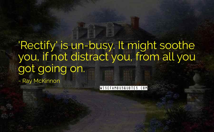 Ray McKinnon Quotes: 'Rectify' is un-busy. It might soothe you, if not distract you, from all you got going on.