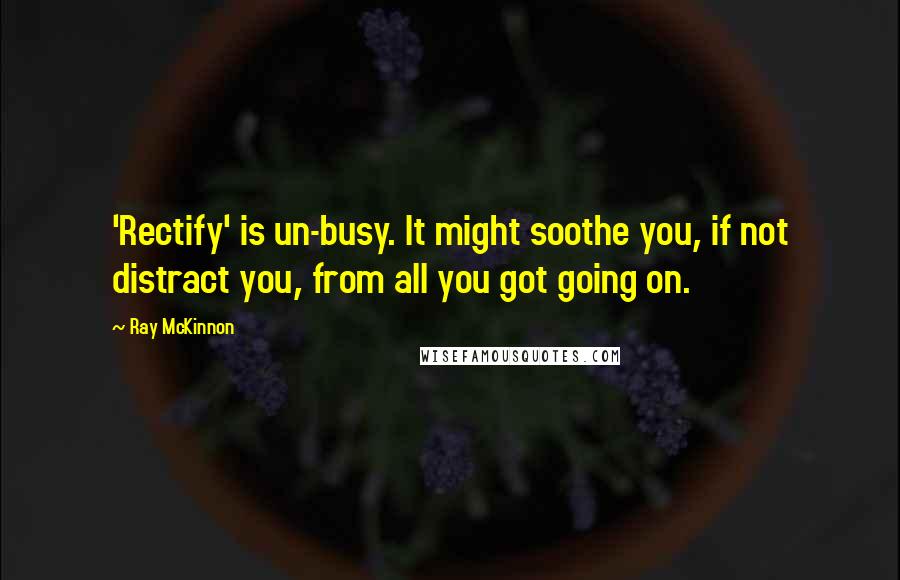 Ray McKinnon Quotes: 'Rectify' is un-busy. It might soothe you, if not distract you, from all you got going on.