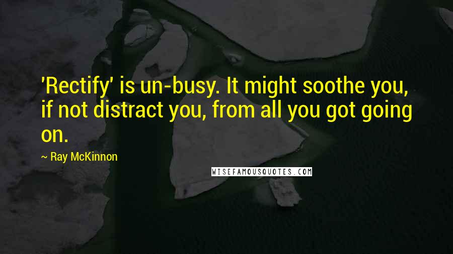 Ray McKinnon Quotes: 'Rectify' is un-busy. It might soothe you, if not distract you, from all you got going on.