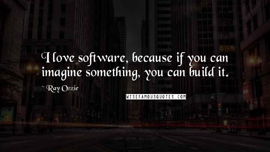 Ray Ozzie Quotes: I love software, because if you can imagine something, you can build it.