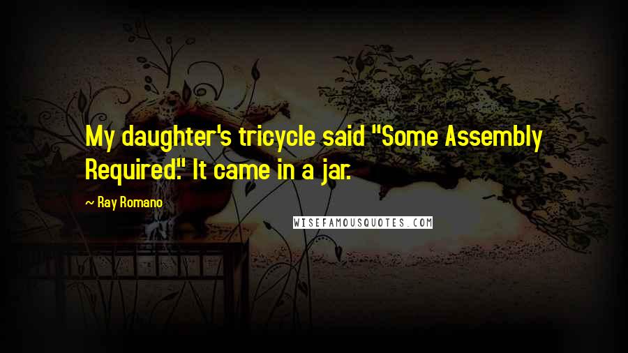 Ray Romano Quotes: My daughter's tricycle said "Some Assembly Required." It came in a jar.