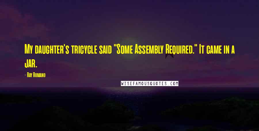 Ray Romano Quotes: My daughter's tricycle said "Some Assembly Required." It came in a jar.