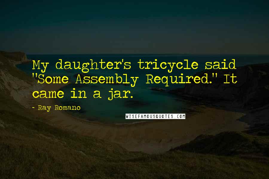 Ray Romano Quotes: My daughter's tricycle said "Some Assembly Required." It came in a jar.