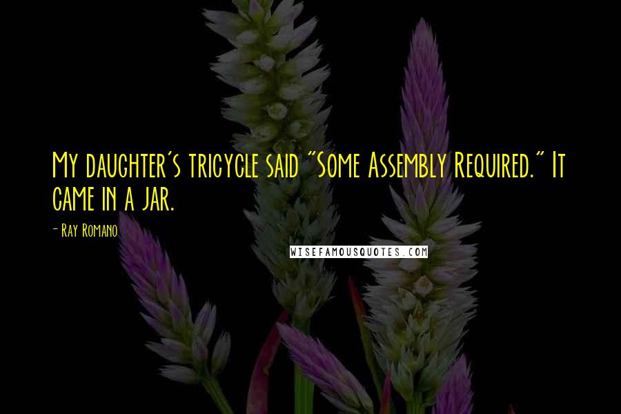 Ray Romano Quotes: My daughter's tricycle said "Some Assembly Required." It came in a jar.