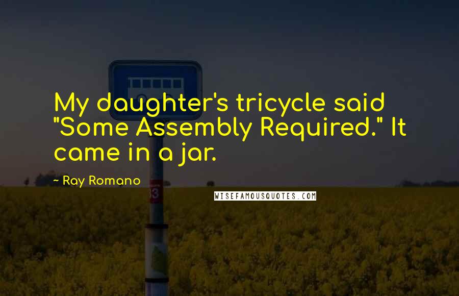 Ray Romano Quotes: My daughter's tricycle said "Some Assembly Required." It came in a jar.