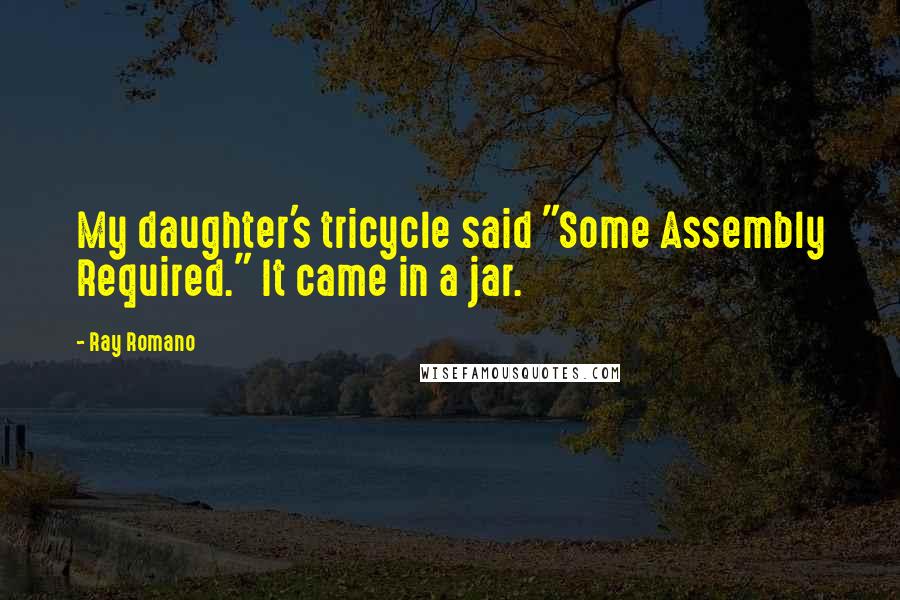 Ray Romano Quotes: My daughter's tricycle said "Some Assembly Required." It came in a jar.