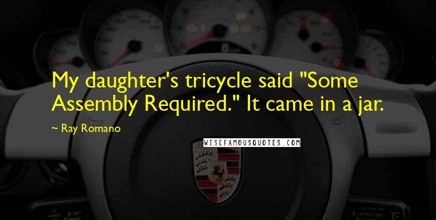 Ray Romano Quotes: My daughter's tricycle said "Some Assembly Required." It came in a jar.