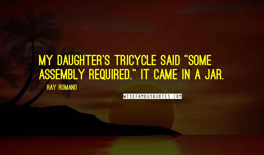 Ray Romano Quotes: My daughter's tricycle said "Some Assembly Required." It came in a jar.